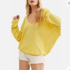 We The Free oversized lightweight thermal waffle weave top